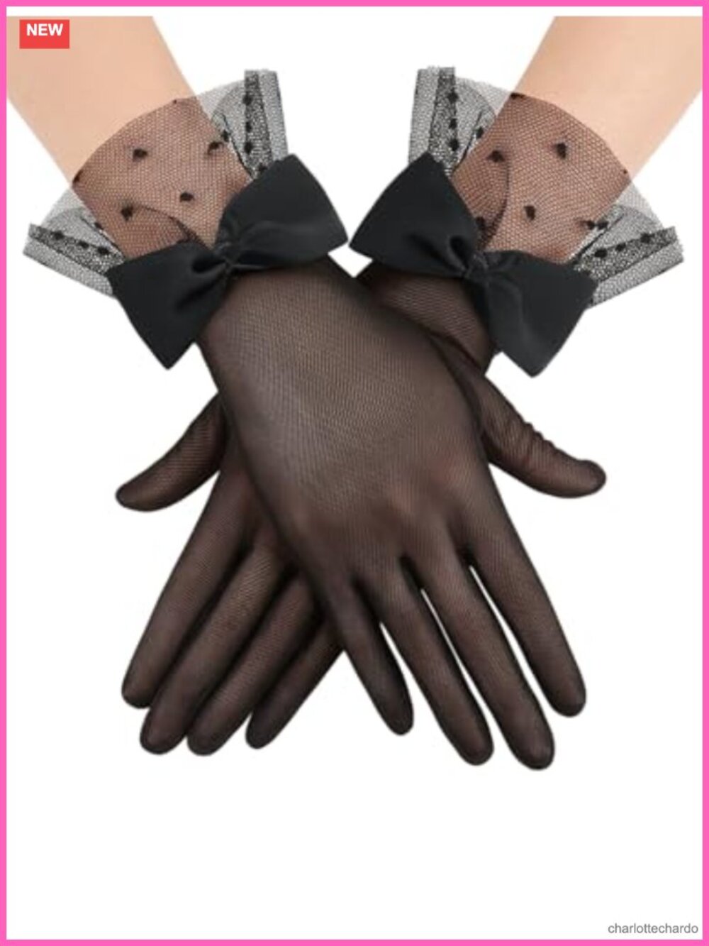 Women Lace Gloves Bow Short Mitten Mesh Gloves Opera Tea Party